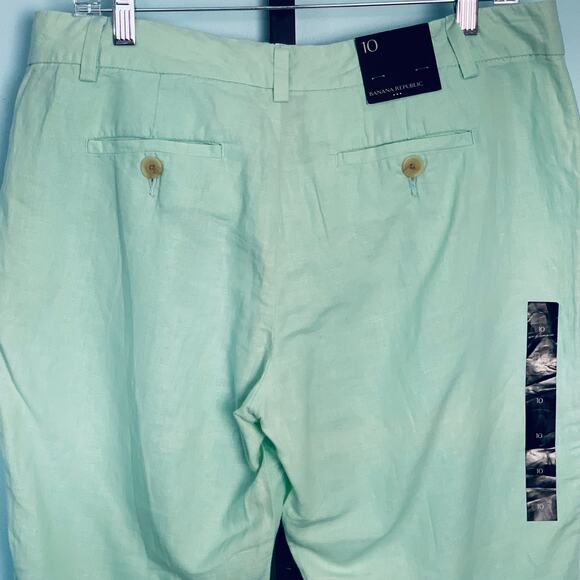 NWT Banana Republic Factory Mint Green Linen/Cotton Pants Size 10 - Picture 6 of 6
